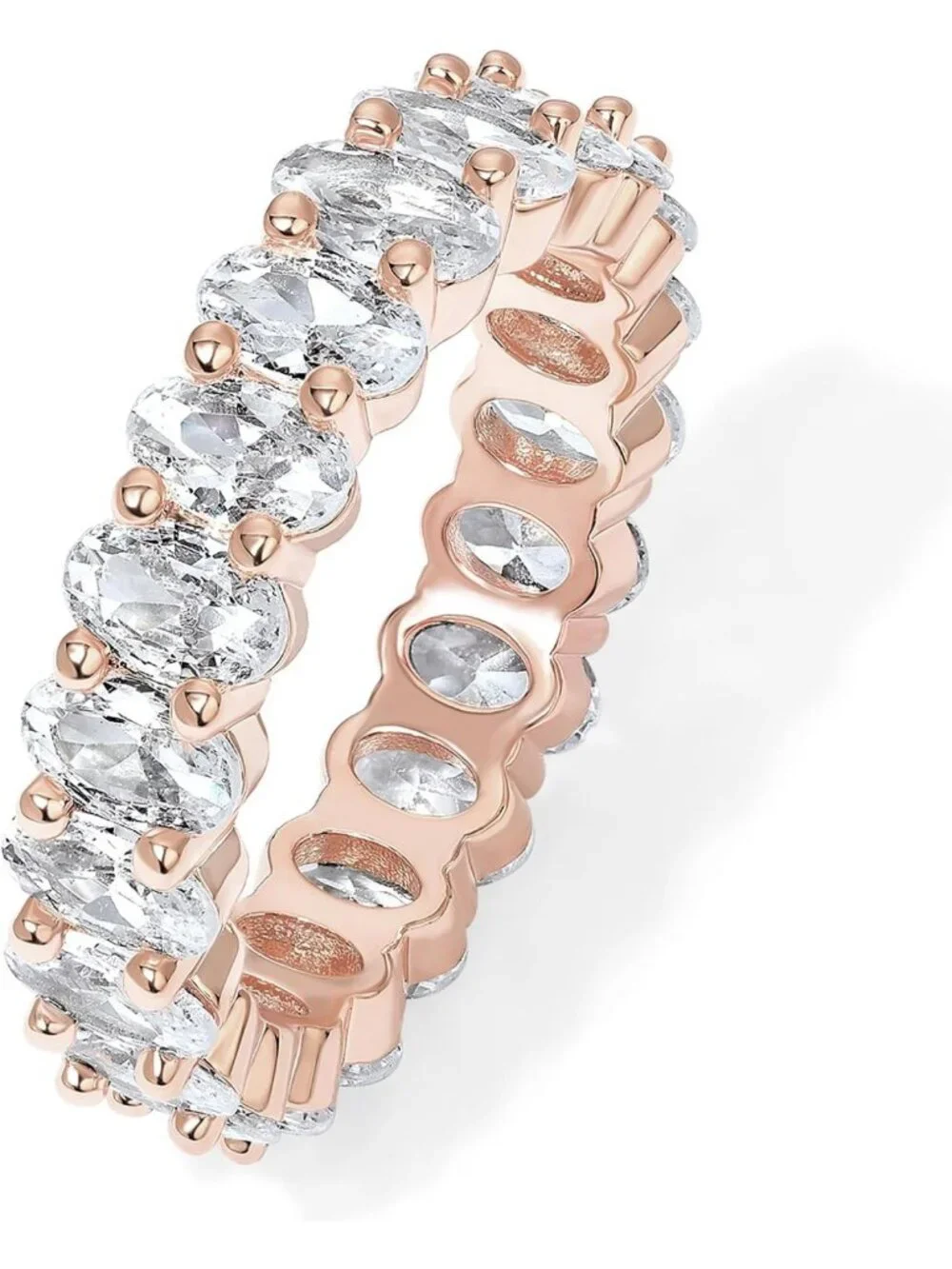 14K Gold Plated Eternity Ring for Women - Sparkling CZ Wedding Band, Statement